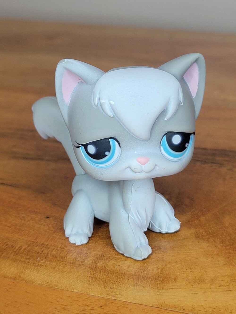 Hasbro Littlest Pet Shop Gray Angora Longhair Cat #345 Figurine Toy LPS 2007